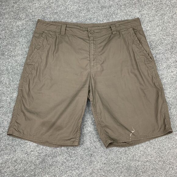 The North Face Khaki Shorts Mens XL Brown Cotton Flat Front Outdoor 3 Pockets - Picture 2 of 14